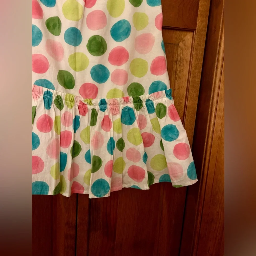 Gymboree Girl’s Cottagecore Sz 12 White Skirt W/ Blue Green Pink Polka Dot Skirt